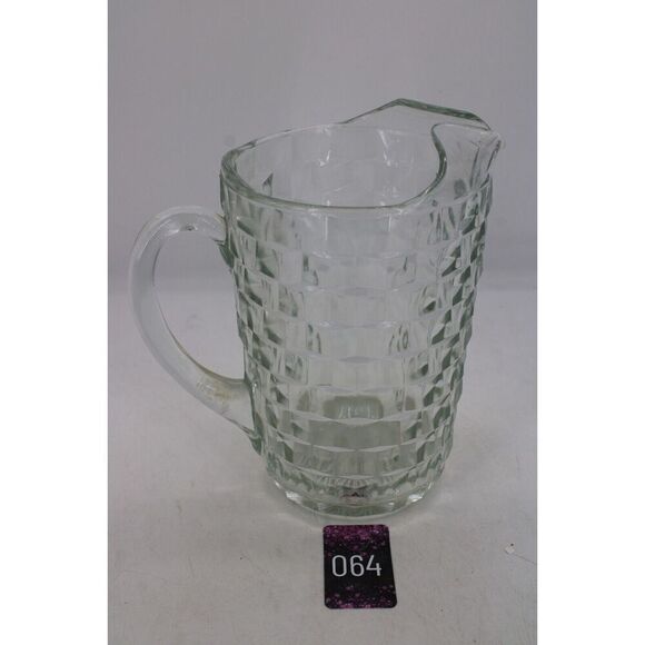 Vintage Indiana Glass Clear Cubist Colony Whitehall Pitcher - Picture 1 of 7